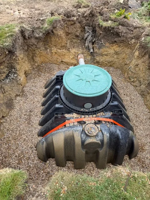 GRAF One2Clean treatment plant positioned in an excavated installation area